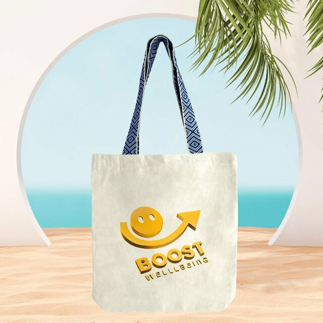 Image front Boost Wellbeing Ethnic Tote Bag Premium Organic Cotton 