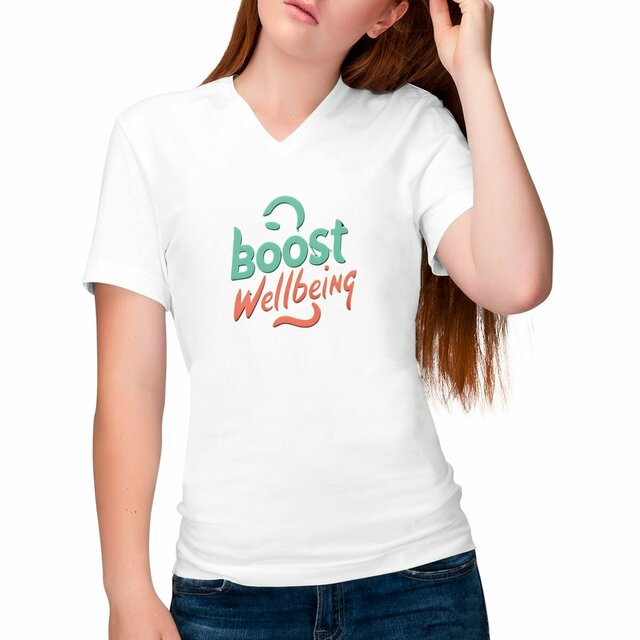 Image front Boost Wellbeing Women's V-neck T-Shirt Premium Organic Cotton 