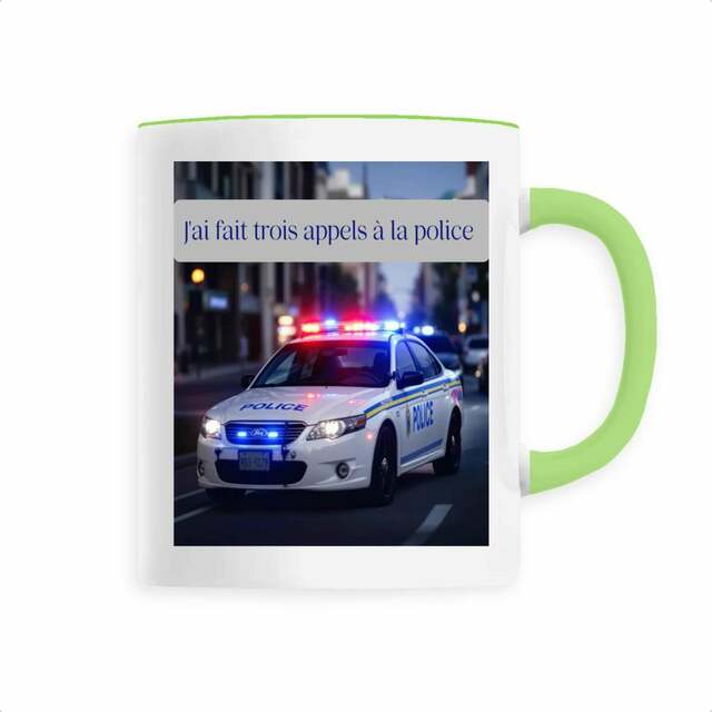 Image front tasse ceramique j'ai fait trois appels a la police