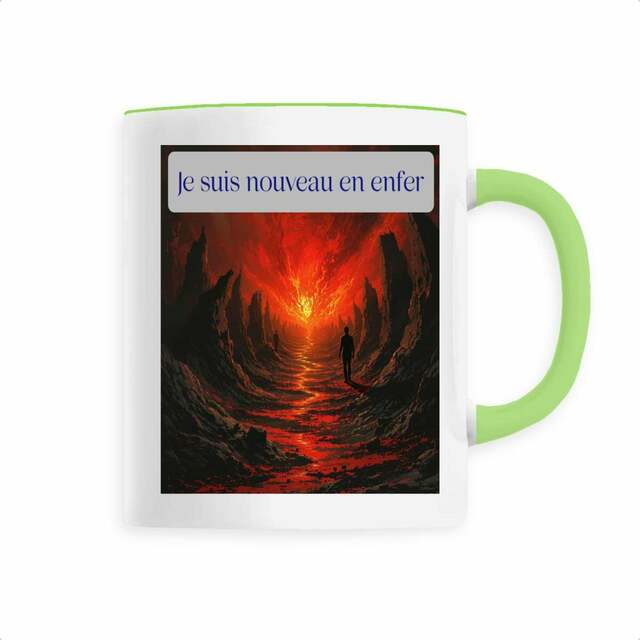 Image front  tasse ceramique je suis nouveau en enfer