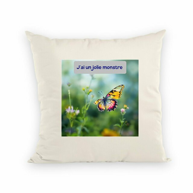 Image front coussin j'ai un jolie monstre