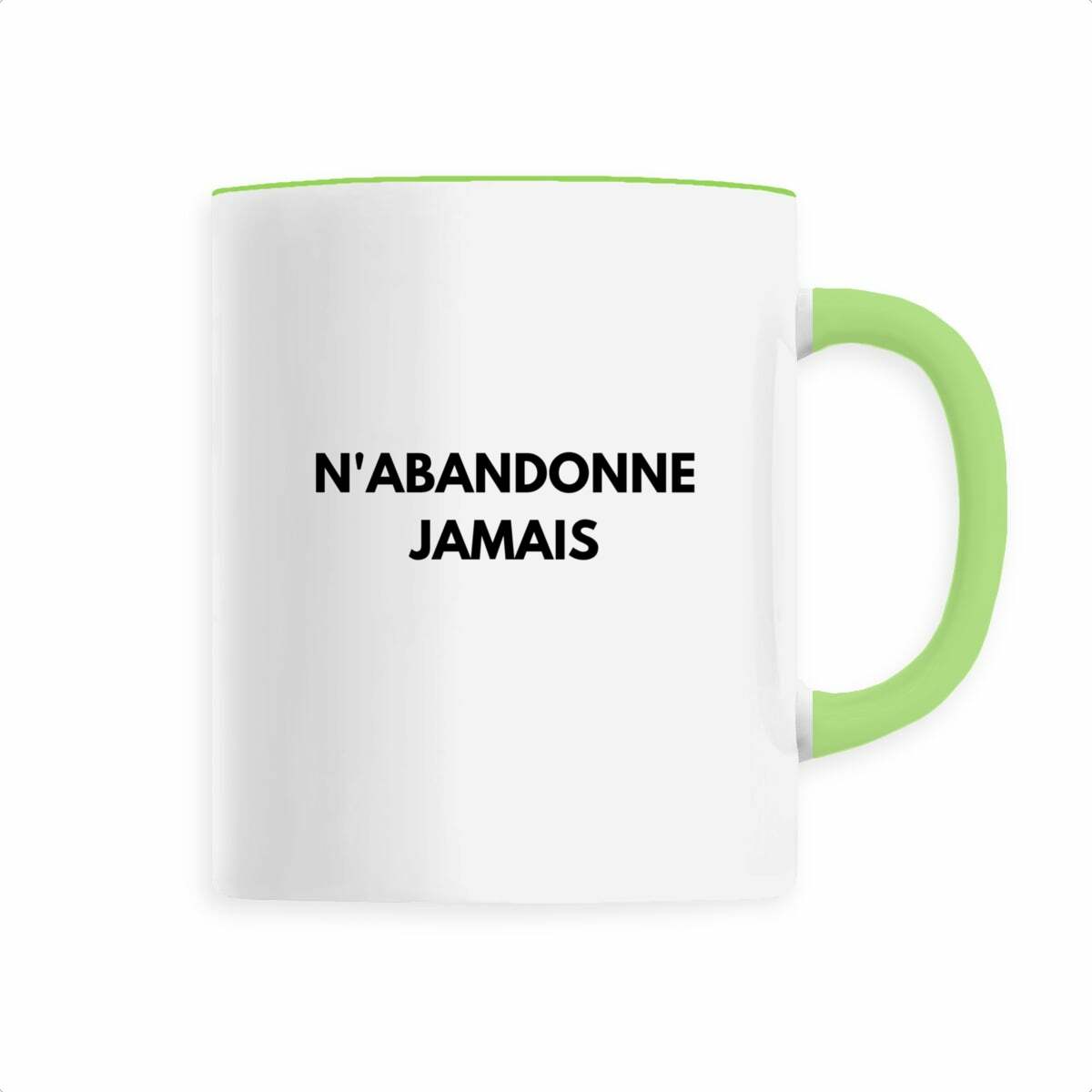 Image front tasse ceramique n'abandonne jamais