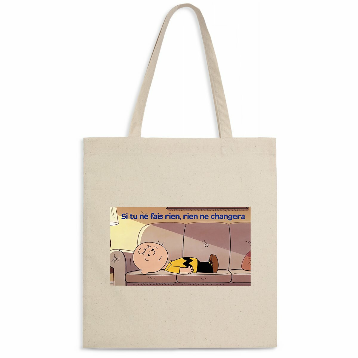 Image front totebag leger si tu ne fais rien,rien ne changera