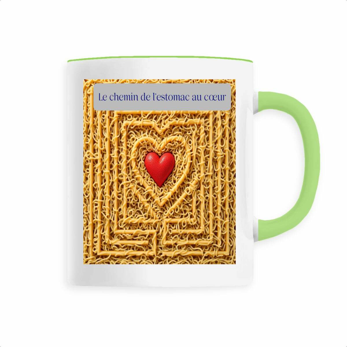 Image front tasse ceramique le chemin de l'estomac au coeur