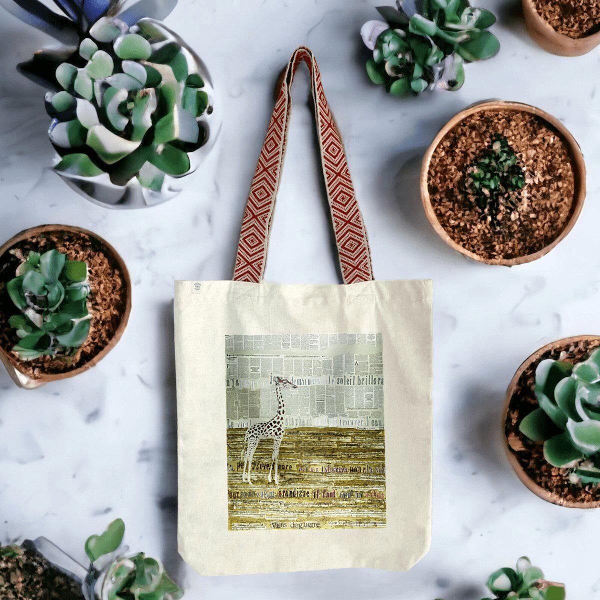 Image front Totebag ethnique Girafe