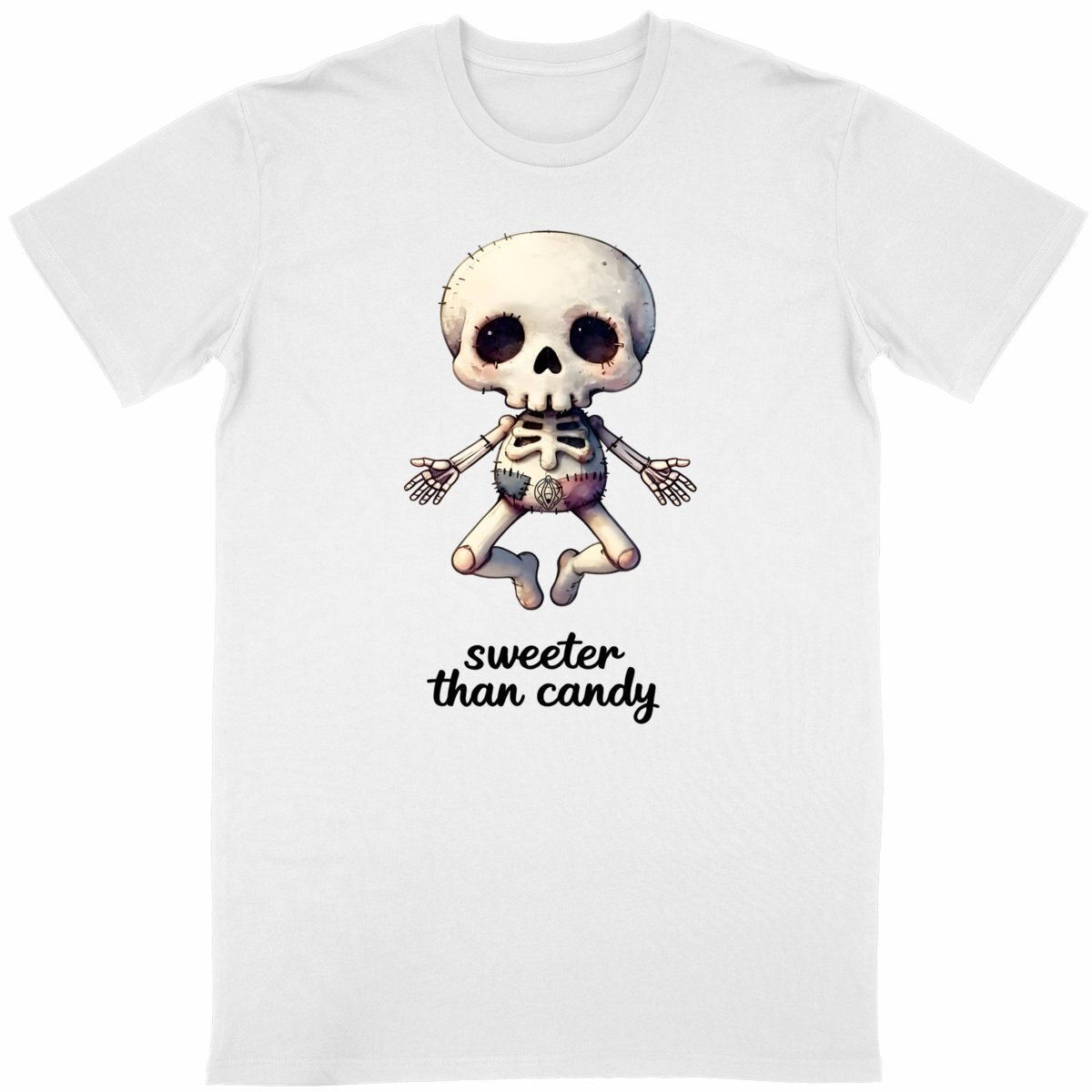Image front Unisex Classic T-shirt: Cheeky Chibi Skeleton Humor