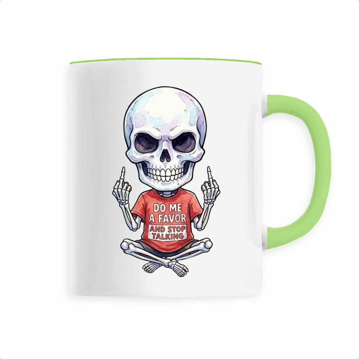 Image back Ceramic mug - Silence is Golden with Meditating Skeleton