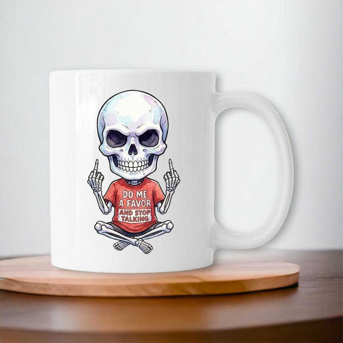 Image front Ceramic mug - Silence is Golden with Meditating Skeleton