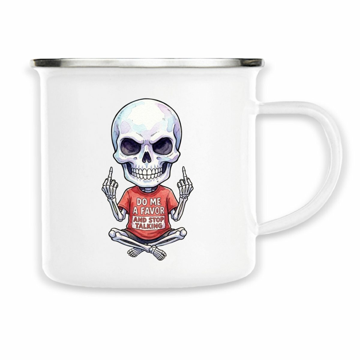 Image back Enamel mug - Meditating Skeleton: Silence is Golden