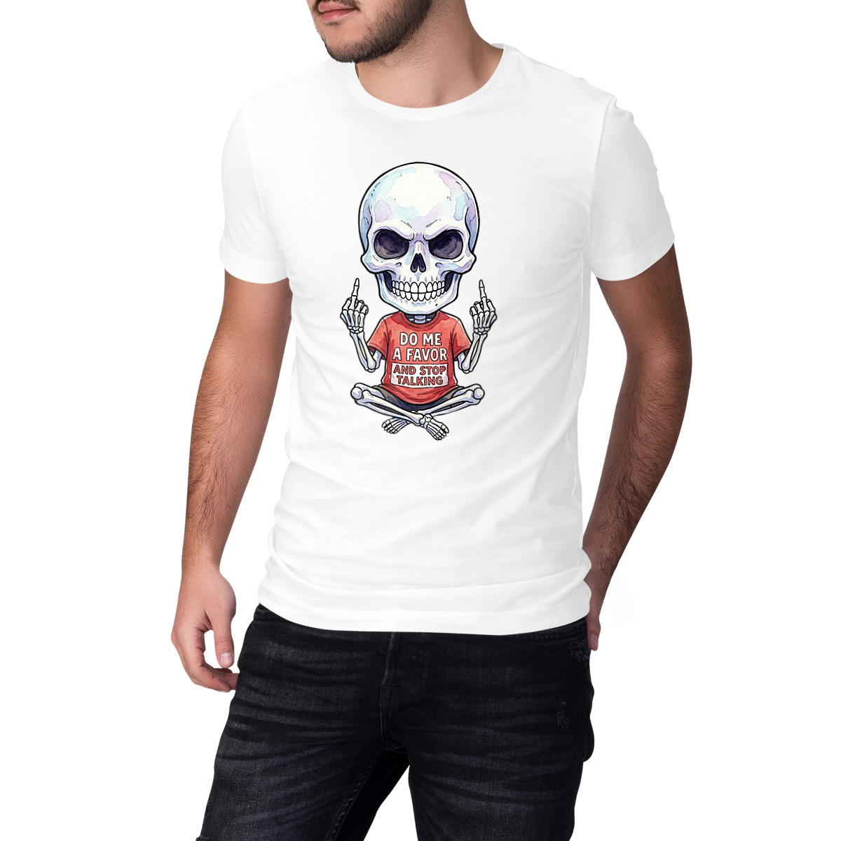 Image front Heavyweight Unisex t-shirt: Meditating Skeleton – Silence is Golden