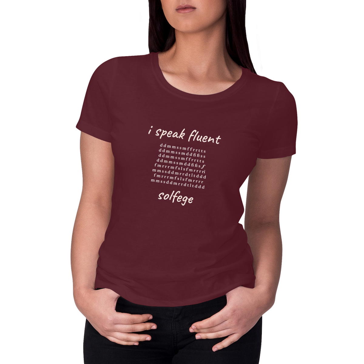 Image front i speak fluent… solfege - Haydn - women's heavyweight t-shirt