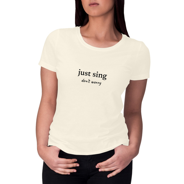 Image front just sing… don’t worry - women's heavyweight t-shirt