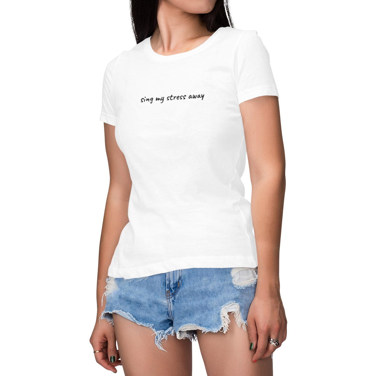 Image front sing my stress away - women's heavyweight t-shirt