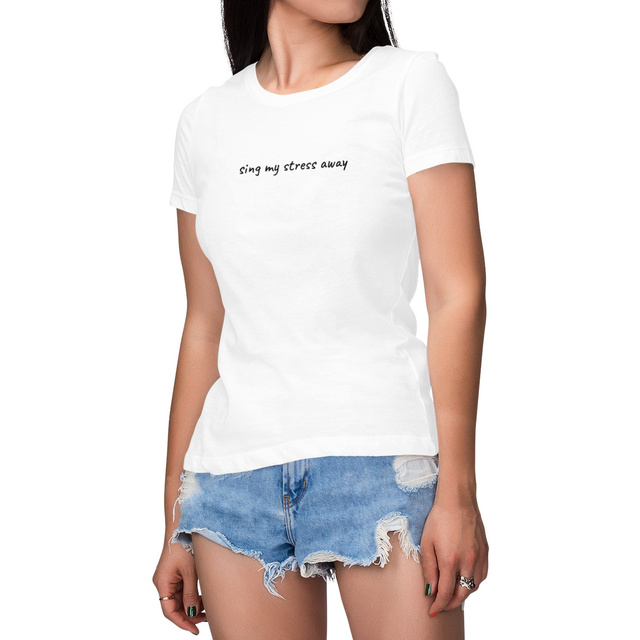 Image front sing my stress away - women's heavyweight t-shirt