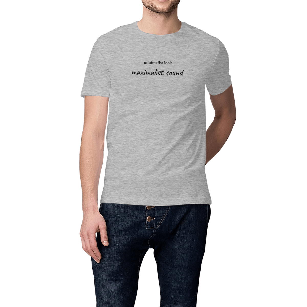 Image front minimalist look... maximalist sound - unisex t-shirt