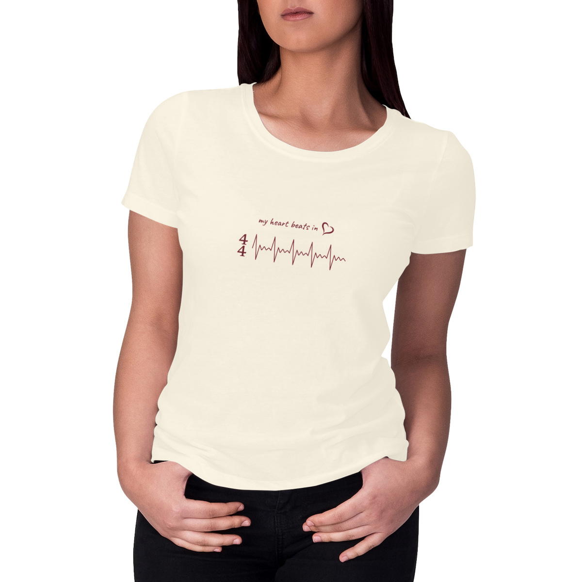 Image front my heart beats in… 4/4 - women's heavyweight t-shirt