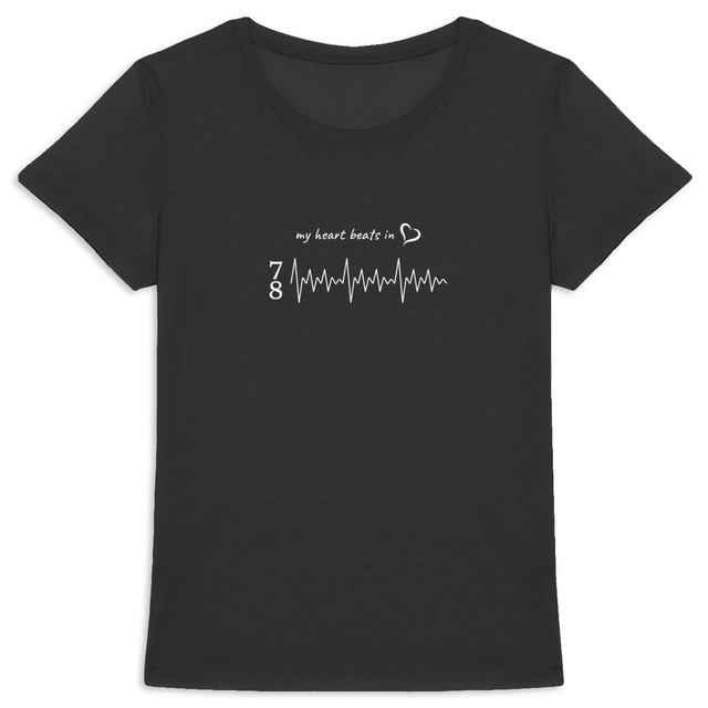 Image back my heart beats in… 7/8 - women's heavyweight t-shirt