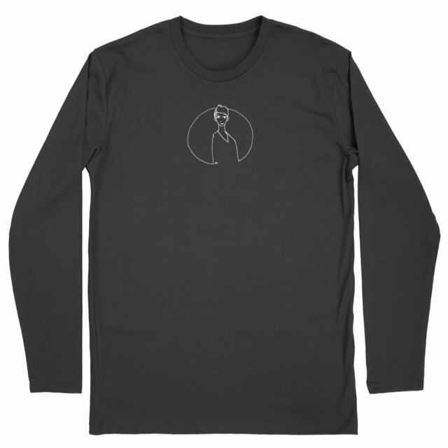 Camiseta mangas largas negra hombre - delante de la luna