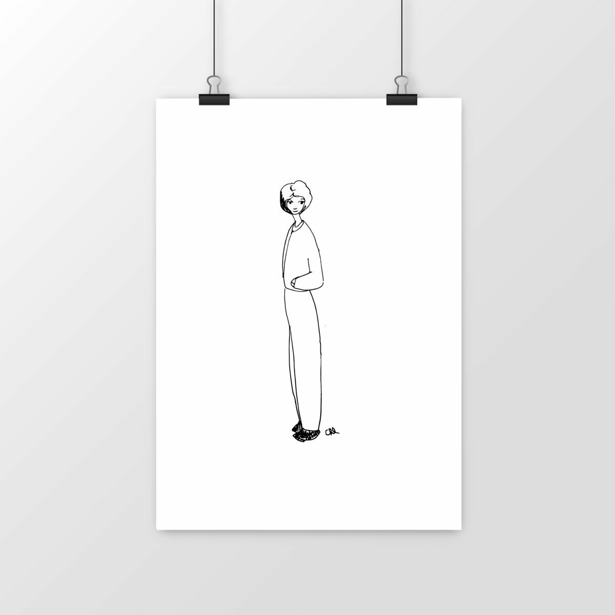  Lámina - personaje elegante con las manos en los bolsillos