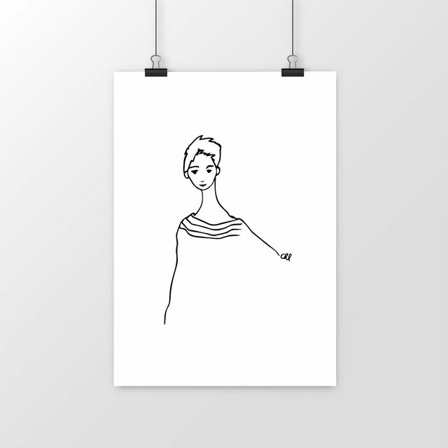 Lámina - personaje con pelo corto y jersey a rayas