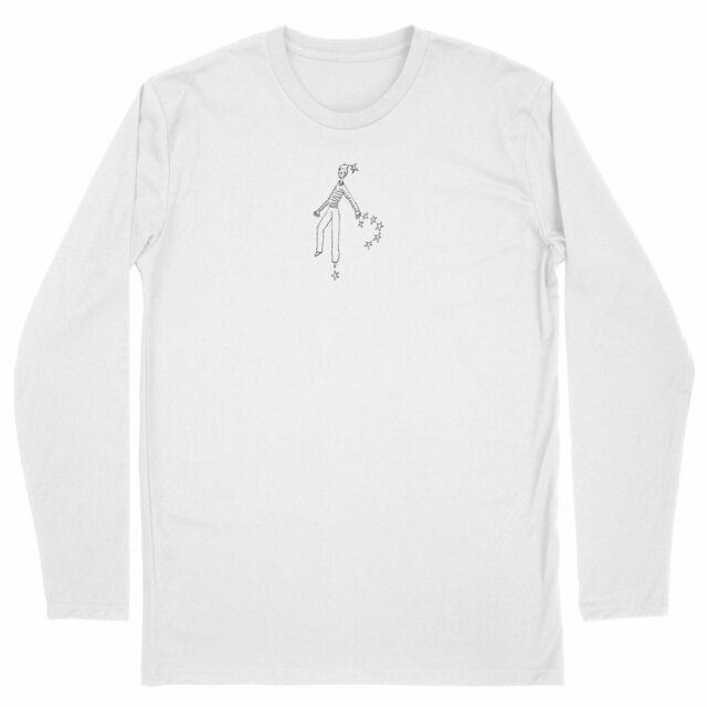 Camiseta mangas largas blanca hombre - volando con las estrellas 