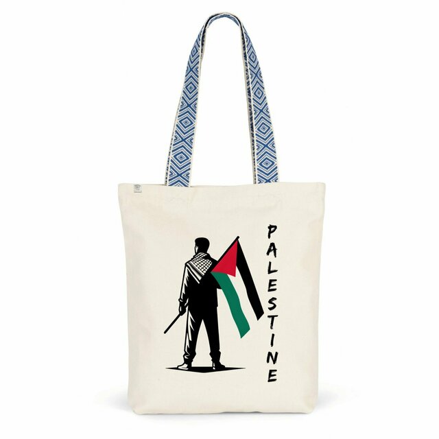 Image back white Palestine flag tote bag