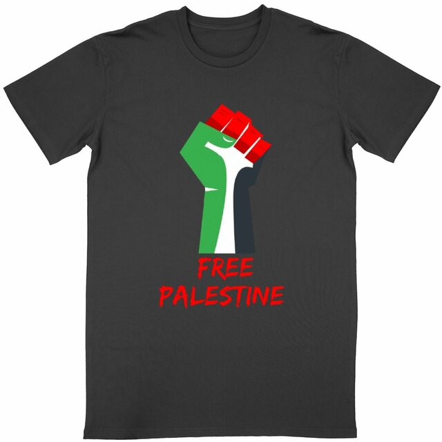 Image back free palestine fist of solidarity T-shirt