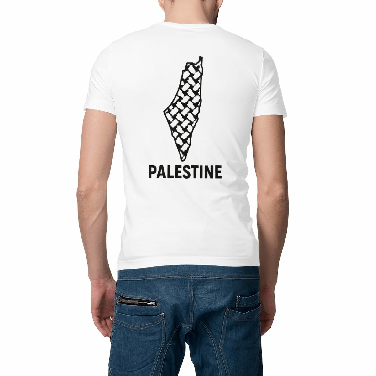 Image front keffiyeh pattern Palestine shirt