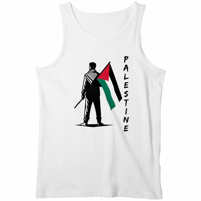 Image back white Palestine flag tank top