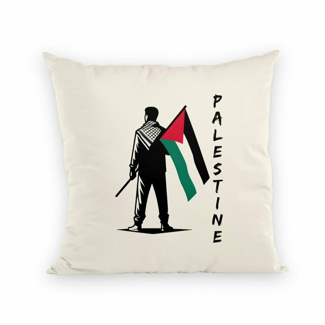 Image back white Palestine flag cushion