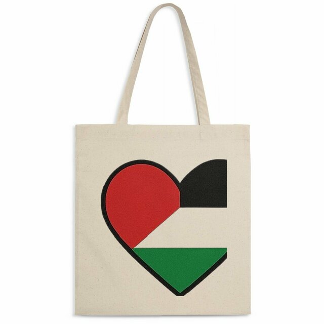 Image back palestine flag heart tote bag
