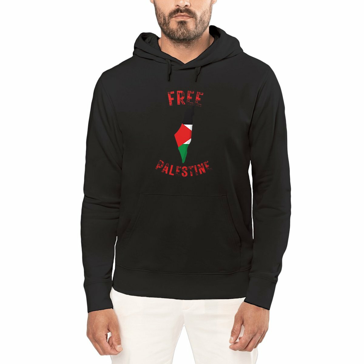 Image front free palestine map hoodie