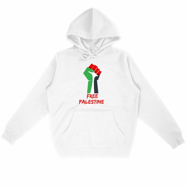 Image back free palestine fist hoodie