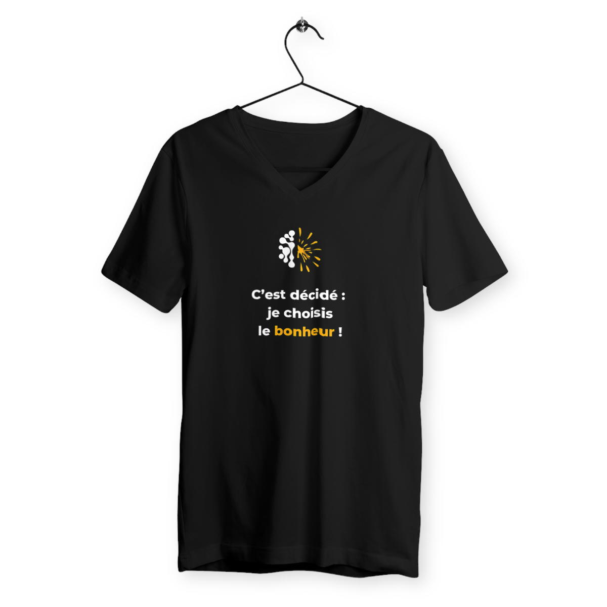 Image back T-shirt Col V sombre Homme - Vib - Je choisis le bonheur