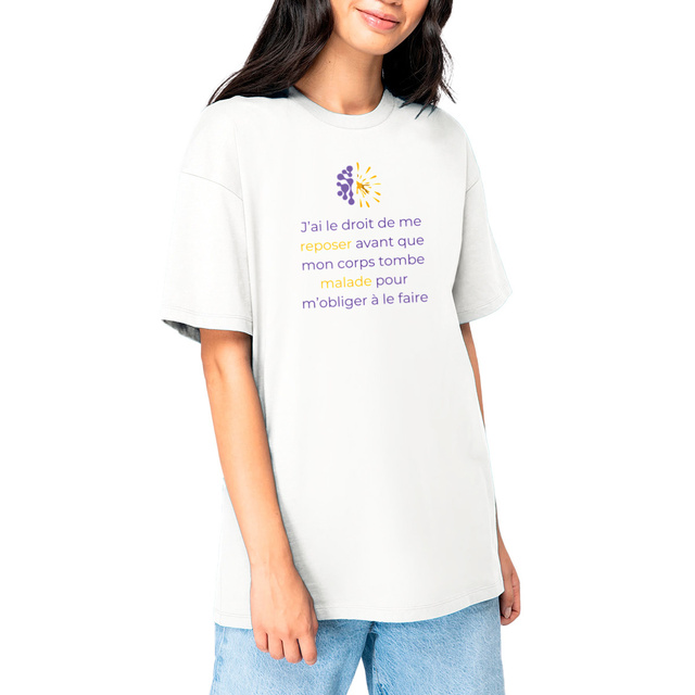 Image front T-shirt clair Oversized Unisexe - Vib - Le droit au repos