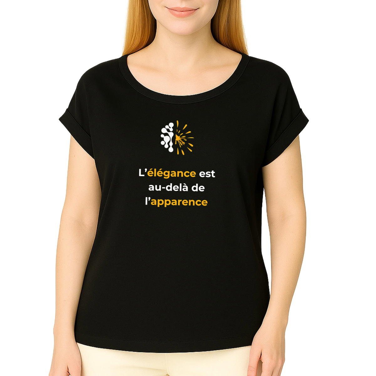 Image front T-shirt Manches à revers sombre Femme - Vib - Élégance & Apparence