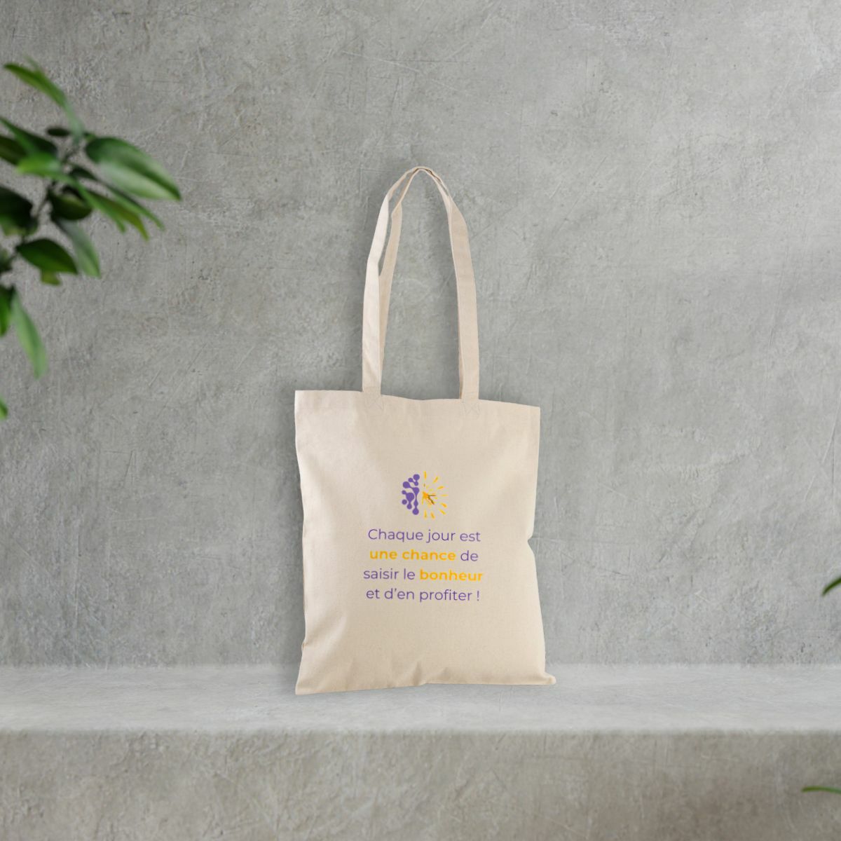 Image front Totebag clair - Vib - Chaque jour est une chance
