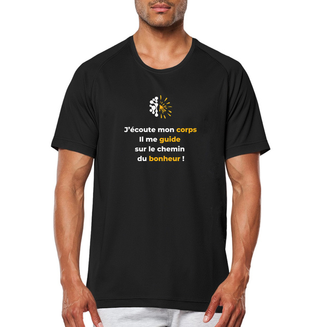 Image front T-shirt de sport sombre Homme - Vib - Mon Corps me Guide