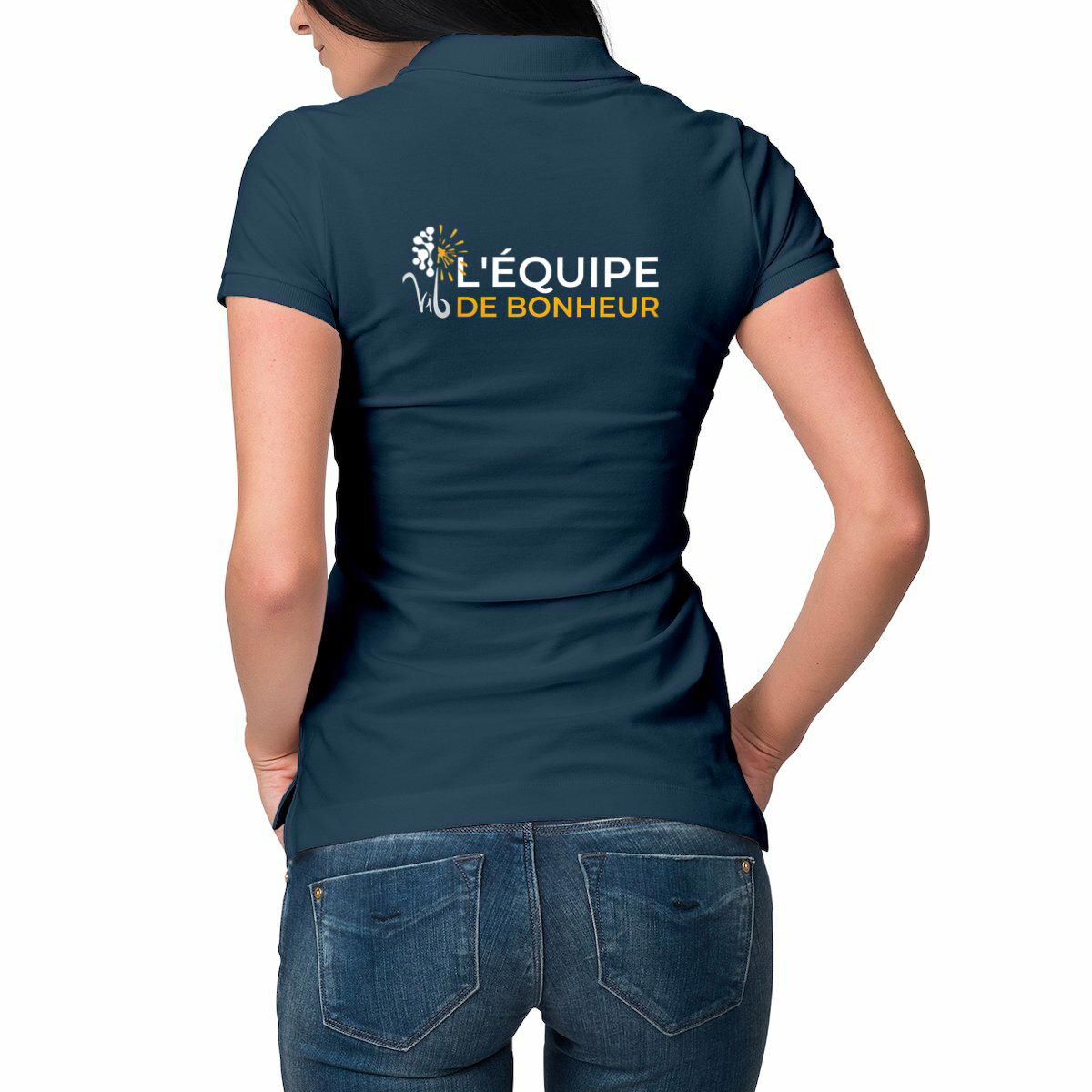 Image front Polo Léger sombre Femme - Équipe de bonheur - Vib Pochette