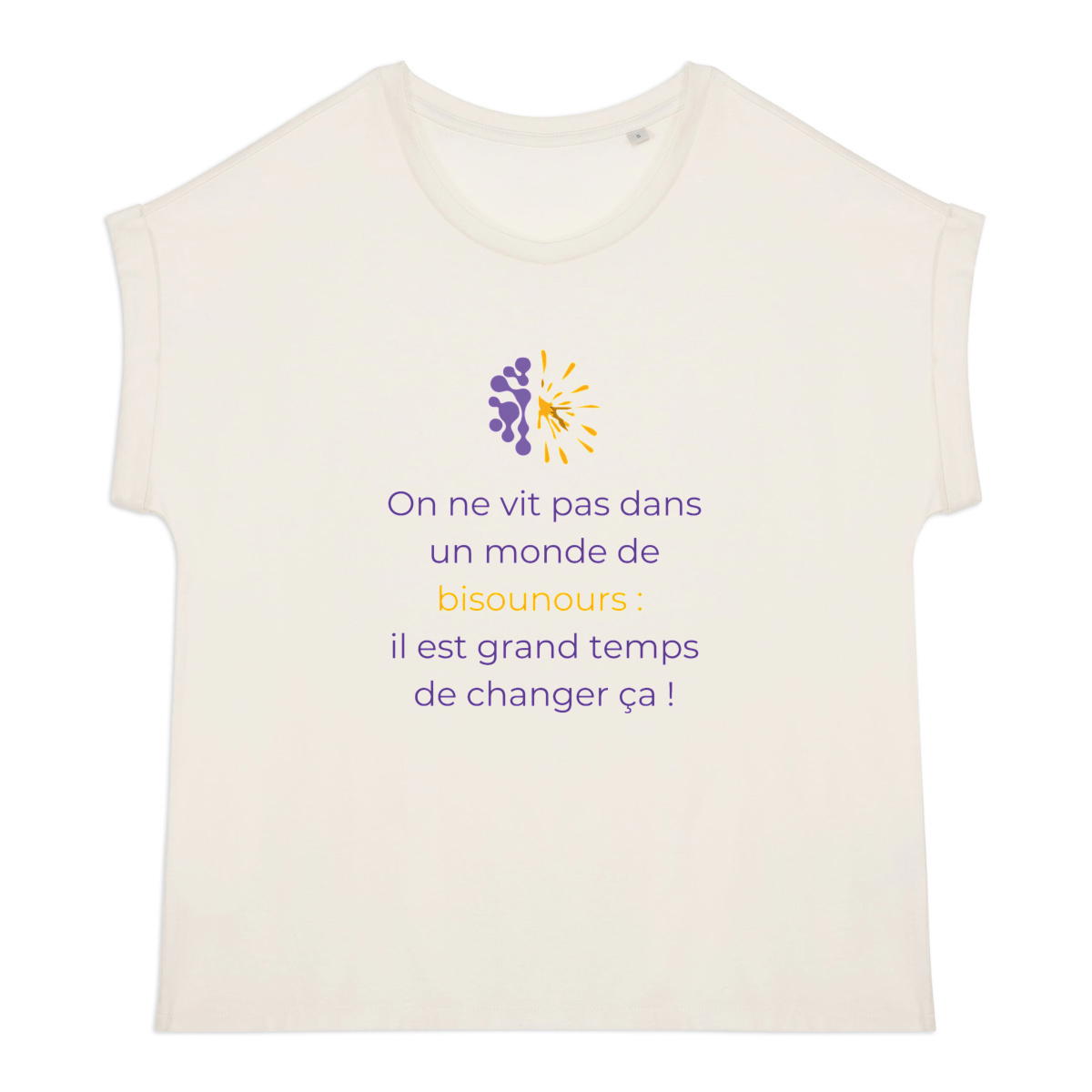 Image back T-shirt clair Manches à revers Femme - Vib - Pas des bisounours