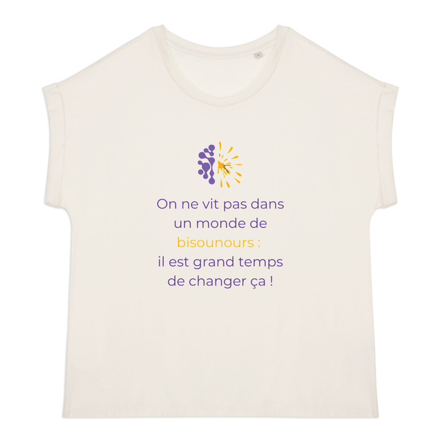 Image back T-shirt clair Manches à revers Femme - Vib - Pas des bisounours