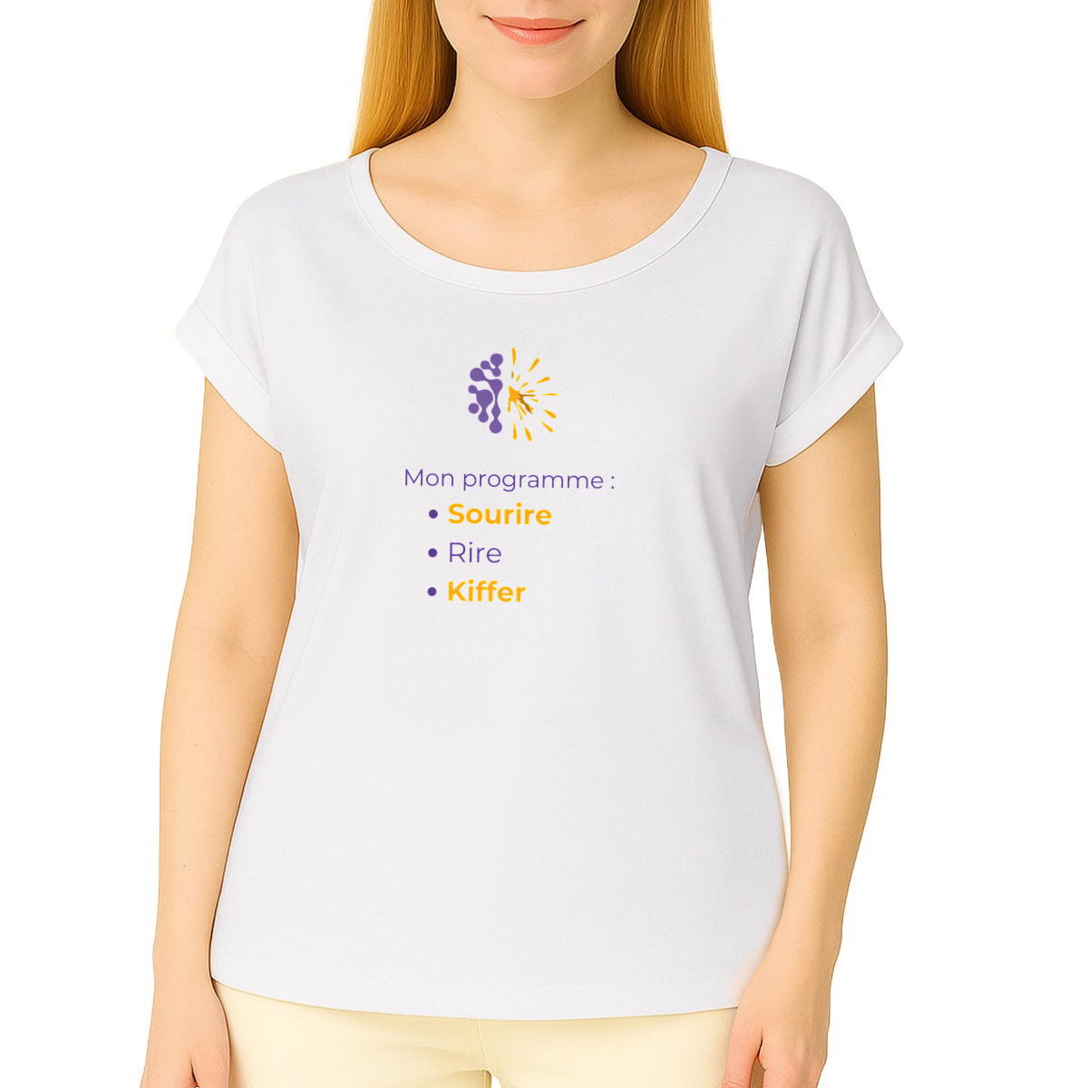 Image front T-shirt clair Manches à revers  Femme - Vib - Mon programme