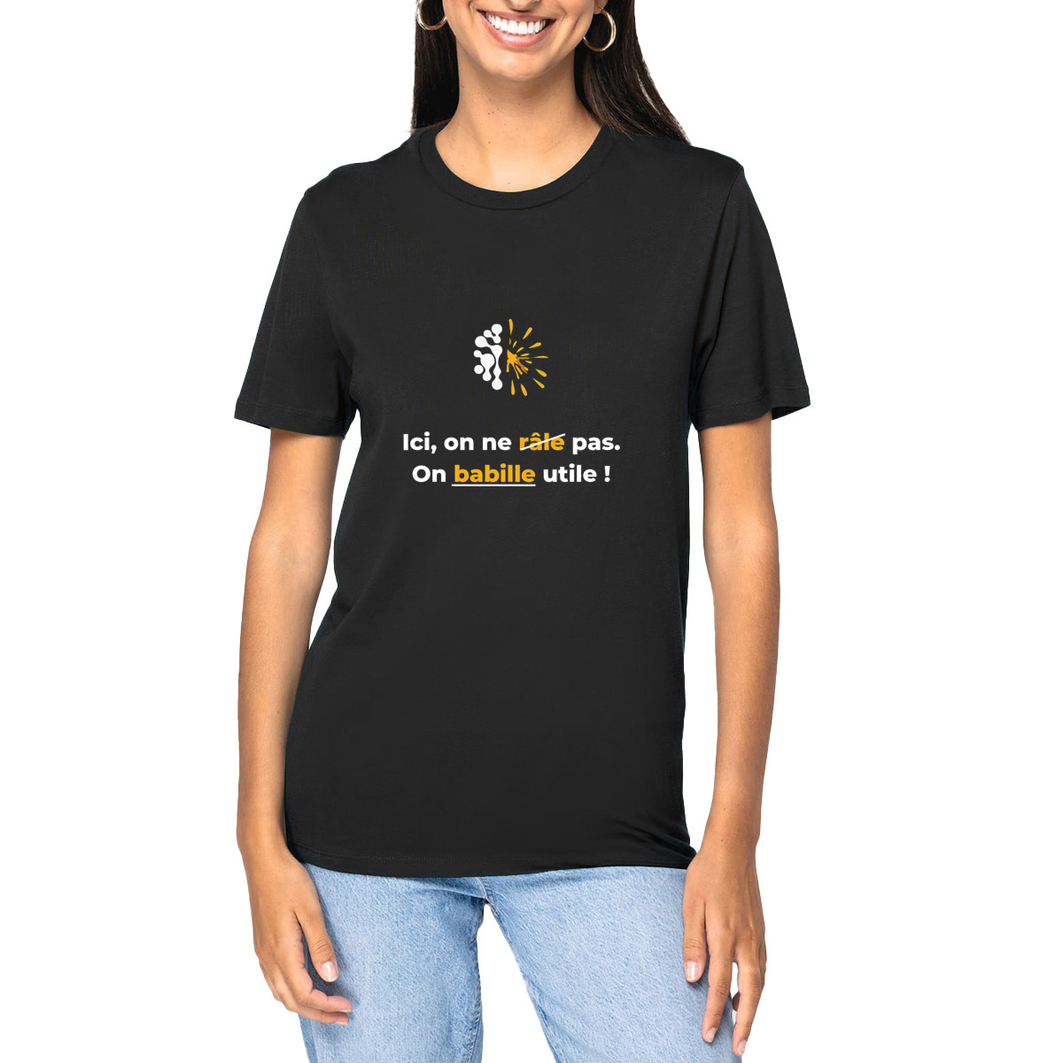 Image front T-shirt sombre Unisexe - Vib - Ici on ne râle pas