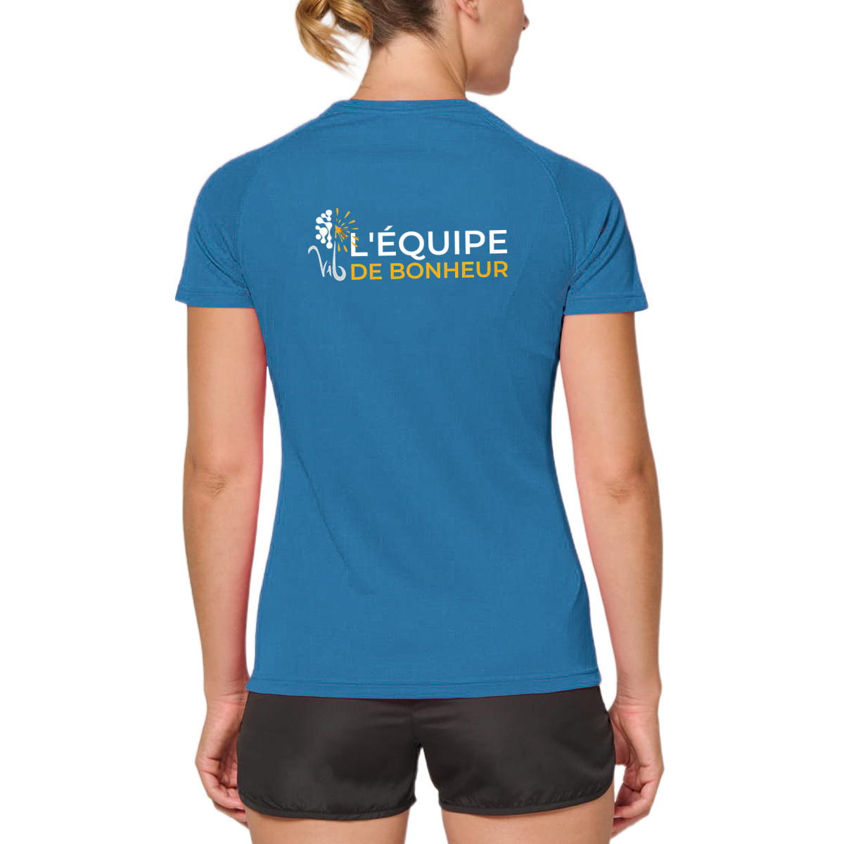 Image front T-shirt de sport sombre Femme - Équipe de bonheur - Vib 
