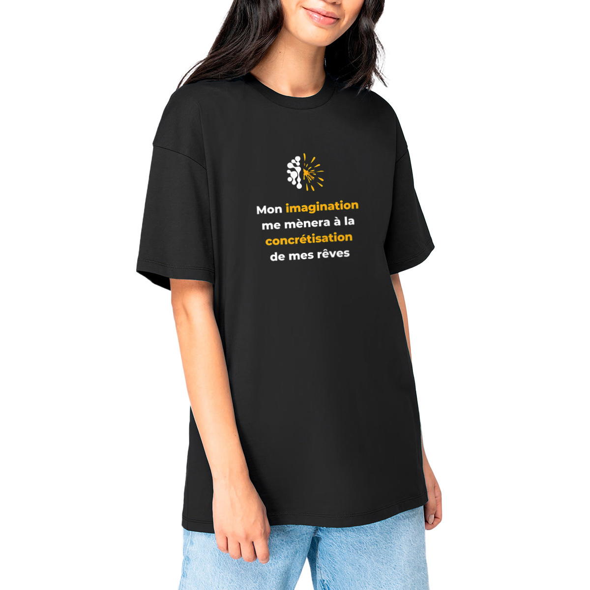 Image front T-shirt sombre Oversized Unisexe - Vib - Imagination & Rêves