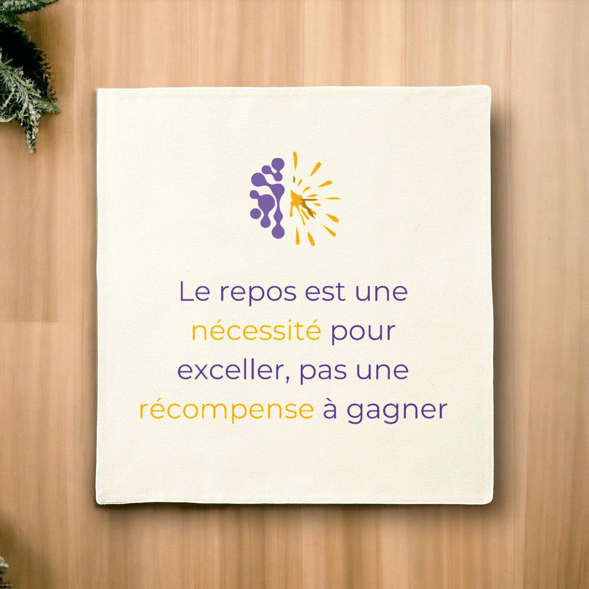 Image front Housse de coussin en coton - Vib - Le repos est 1 nécessité