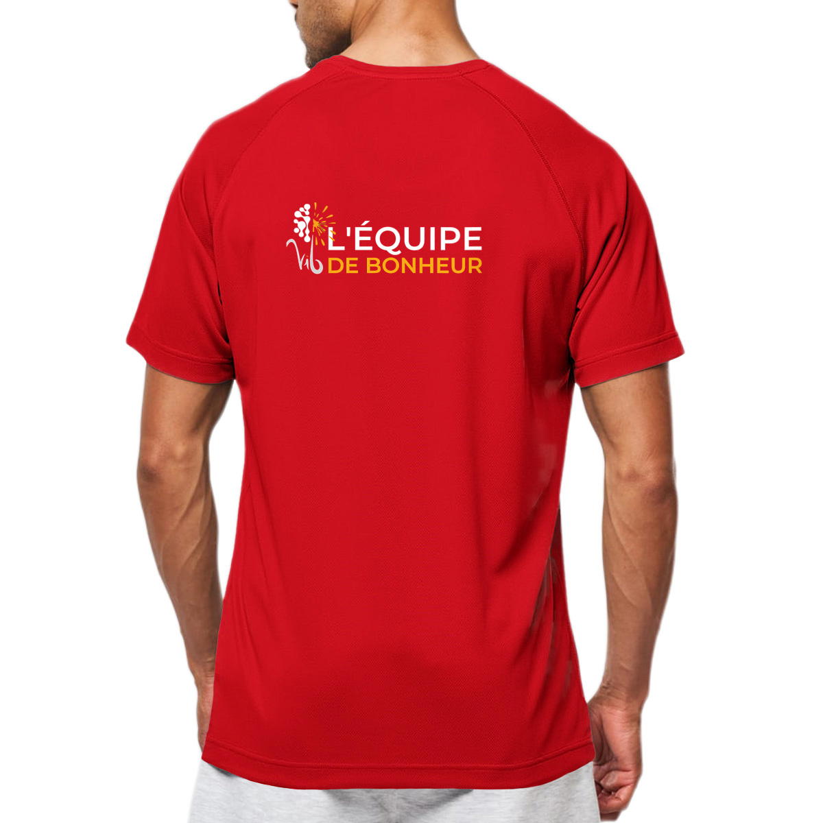 Image front T-shirt de sport sombre Homme - Équipe de bonheur - Vib Pochette