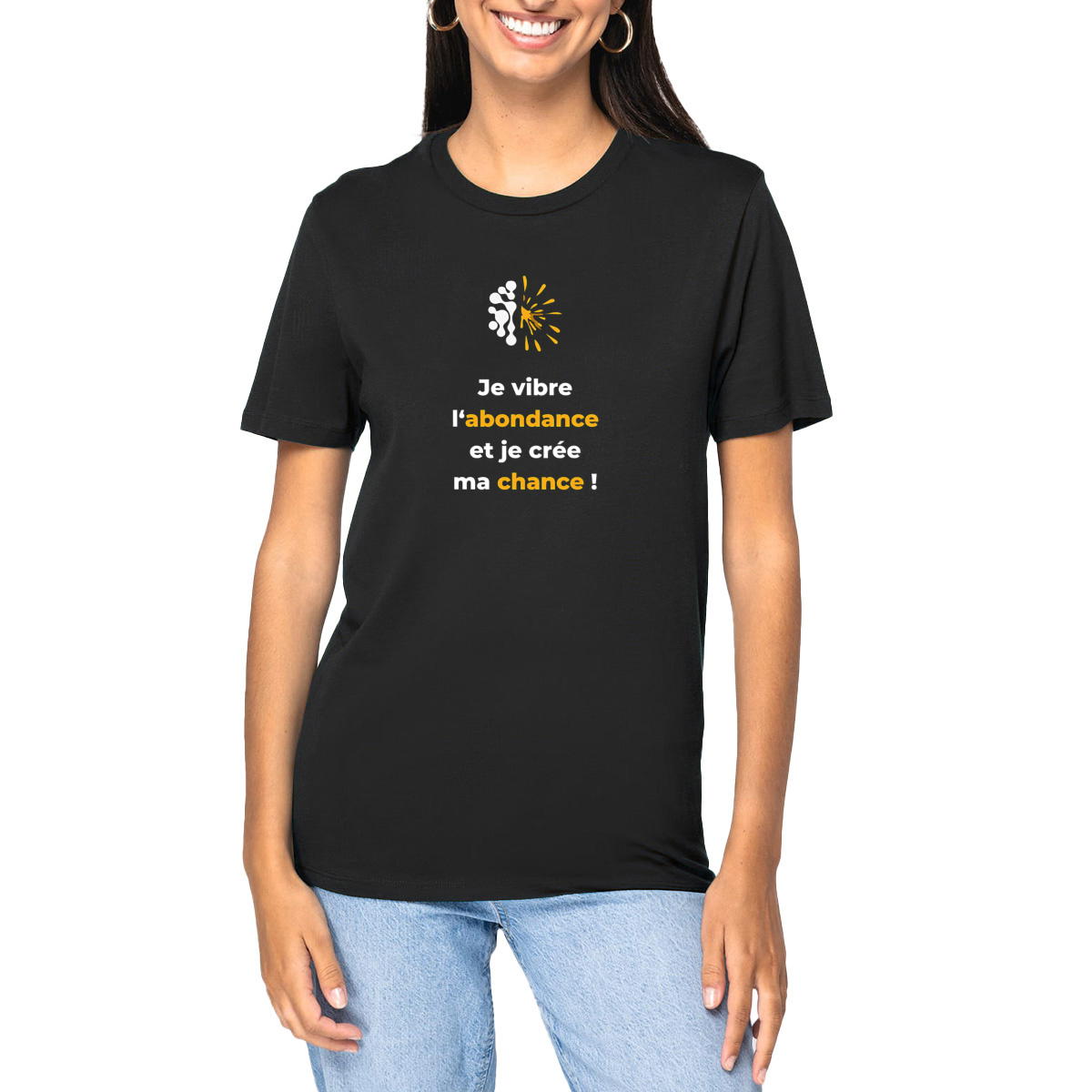 Image front T-shirt sombre Unisexe - Vib - Abondance & Chance