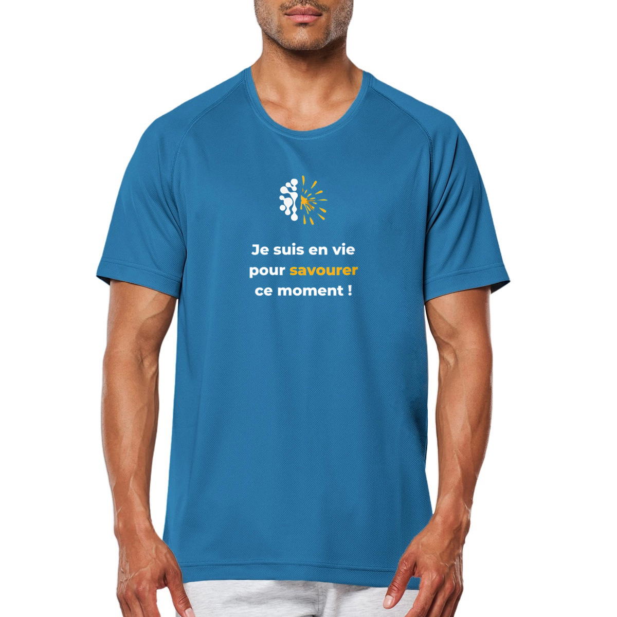 Image front T-shirt de sport sombre Homme - Vib - Savourer ce moment