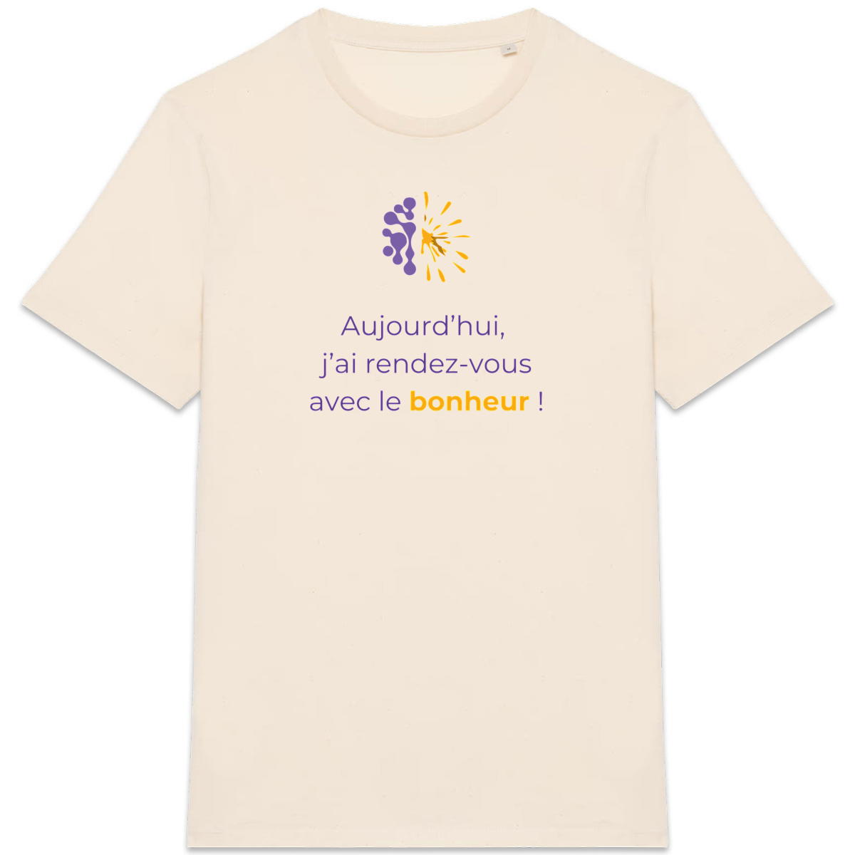 Image back T-shirt clair Unisexe - Vib - J'ai RDV avec le bonheur